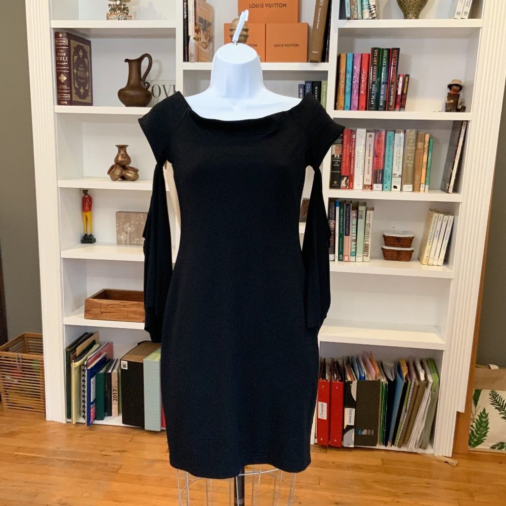 Bailey 44 Midi Dress Shoulder Bell Sleeve Black Small